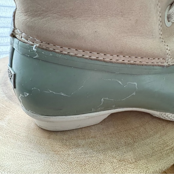 Sperry Women's Saltwater 2-Eye Duck Boots - Ivory/Sage Size 9, Galoshes, Lace Up - Picture 8 of 12